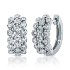 Hot 3 ROW BEZELED DIAMOND HUGGIES Huggies