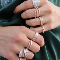 Outlet BAGUETTE AND ROUND DIAMOND RING Stacking