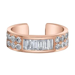 Fashion BAGUETTE AND ROUND DIAMOND EAR CUFF Ear Cuffs