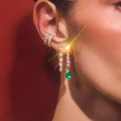 Fashion BAGUETTE AND ROUND DIAMOND EAR CUFF Ear Cuffs