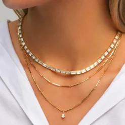Clearance BAGUETTE DIAMOND BUNNY NECKLACE Chokers