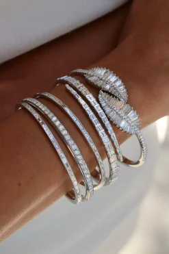 Hot BAGUETTE DIAMOND CUFF Cuffs