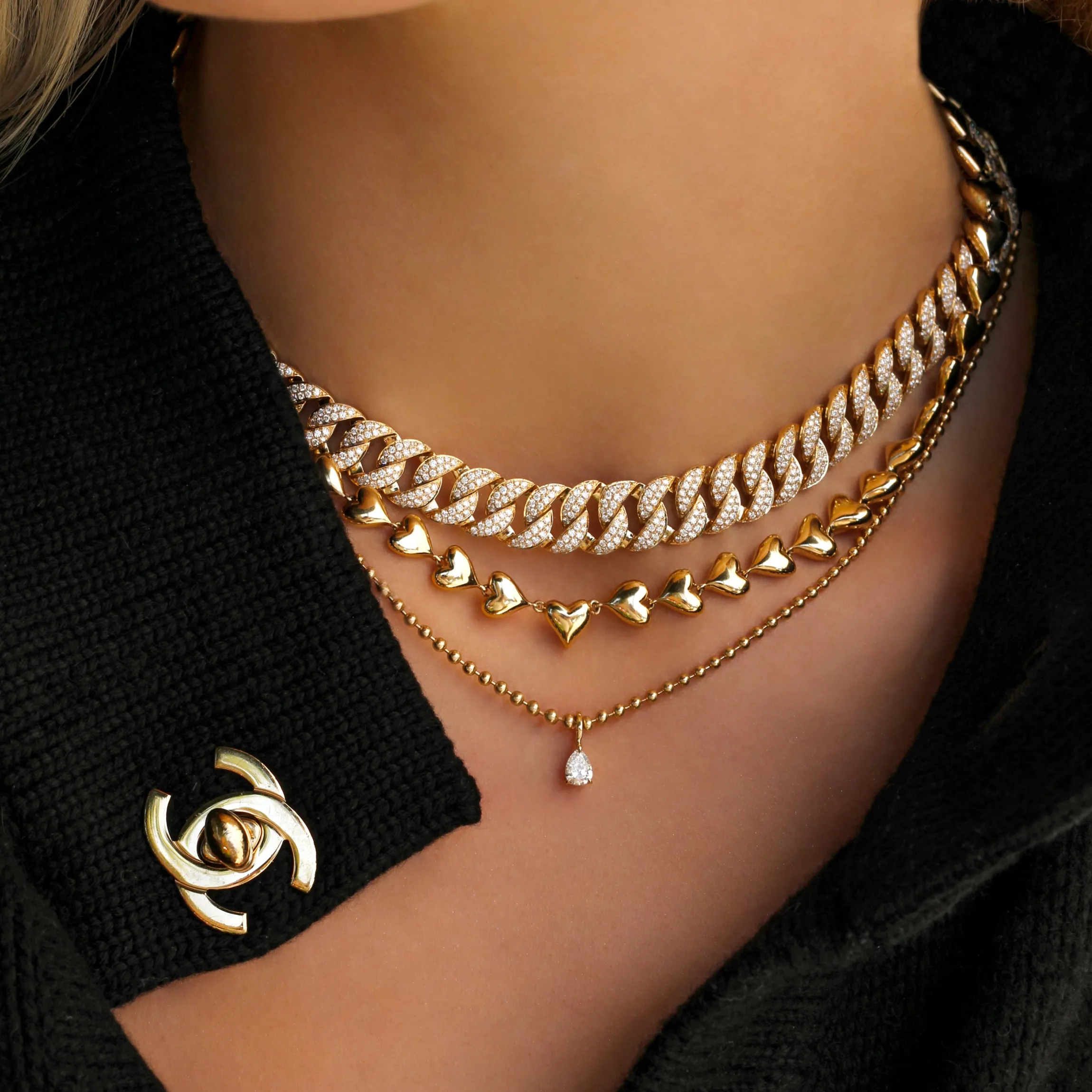 Online BALL CHAIN NECKLACE WITH PEAR DIAMOND PENDANT Pendants
