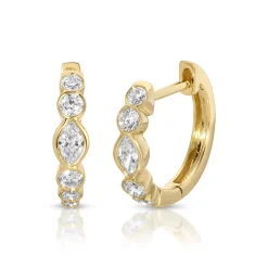 Best BEVERLY MARQUISE AND ROUND BEZELED DIAMOND HUGGIES Huggies