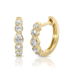 Cheap BEVERLY PEAR AND ROUND BEZELED DIAMOND HUGGIES Huggies