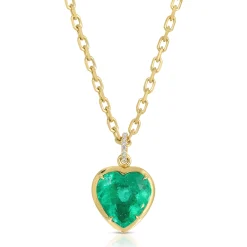 Outlet BEZELED COLOMBIAN HEART EMERALD PENDANT WITH DIAMOND BAIL One Of A Kind