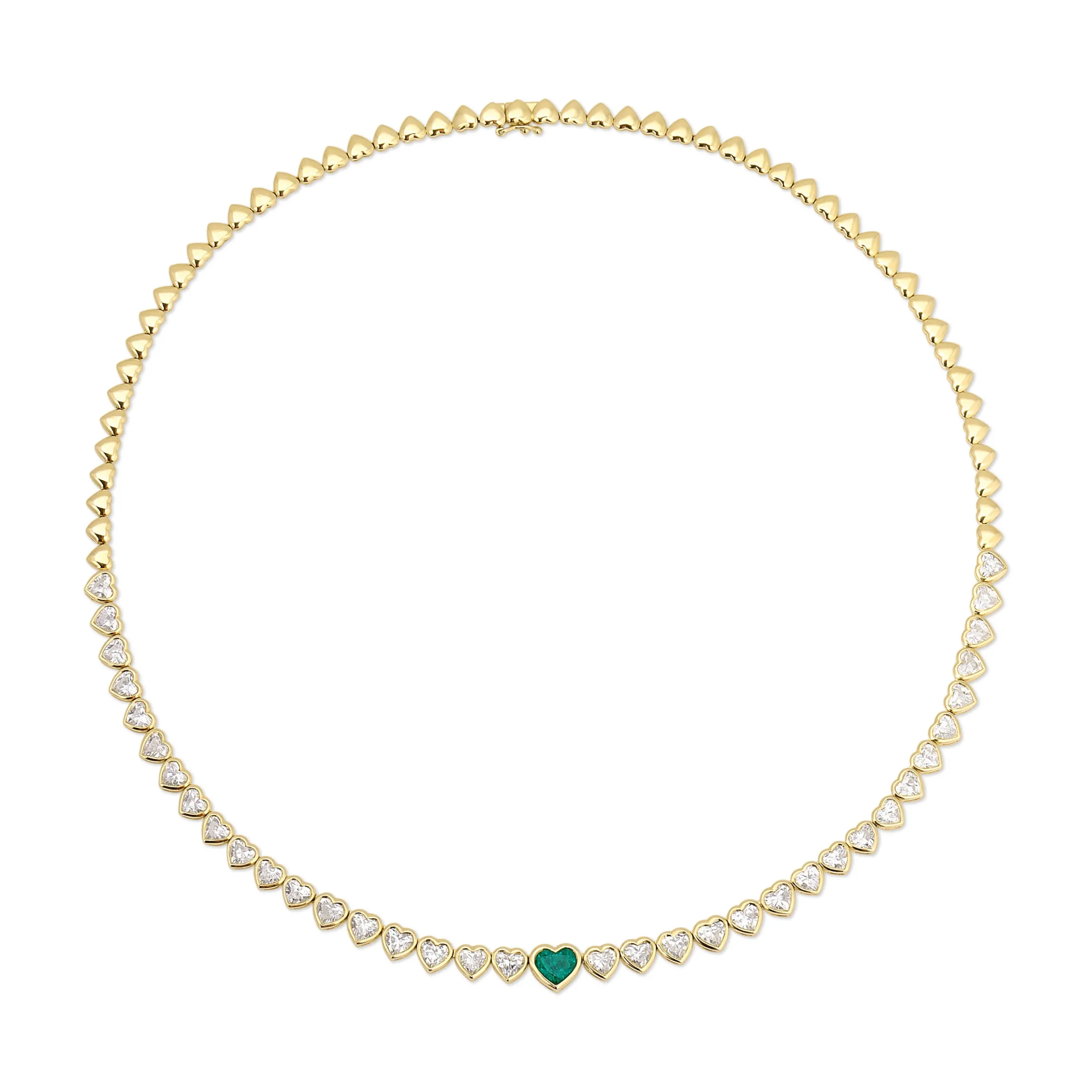 Discount BEZELED DIAMOND HEART CHOKER WITH EMERALD CENTER One Of A Kind