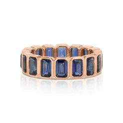 Store BEZELED EMERALD CUT BLUE SAPPHIRE RING Eternity