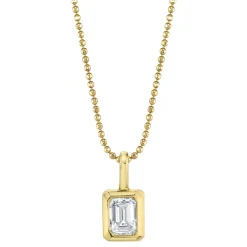 Flash Sale BEZELED EMERALD CUT DIAMOND PENDANT Pendants