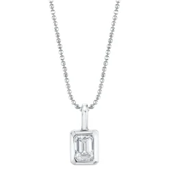 Flash Sale BEZELED EMERALD CUT DIAMOND PENDANT Pendants
