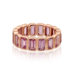 New BEZELED EMERALD CUT PINK SAPPHIRE RING One Of A Kind