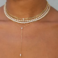 Fashion BEZELED PEAR SHAPED DIAMOND CHOKER Chokers