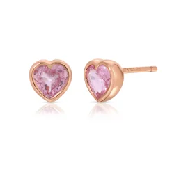 Discount BEZELED PINK SAPPHIRE HEART STUDS One Of A Kind
