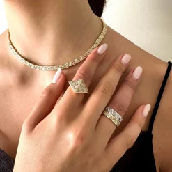 Best Sale BEZELED TRILLION DIAMOND CHOKER Chokers