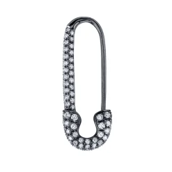 Cheap BLACK GOLD AND WHITE DIAMOND SAFETY PIN EARRING Safety Pins & Clips