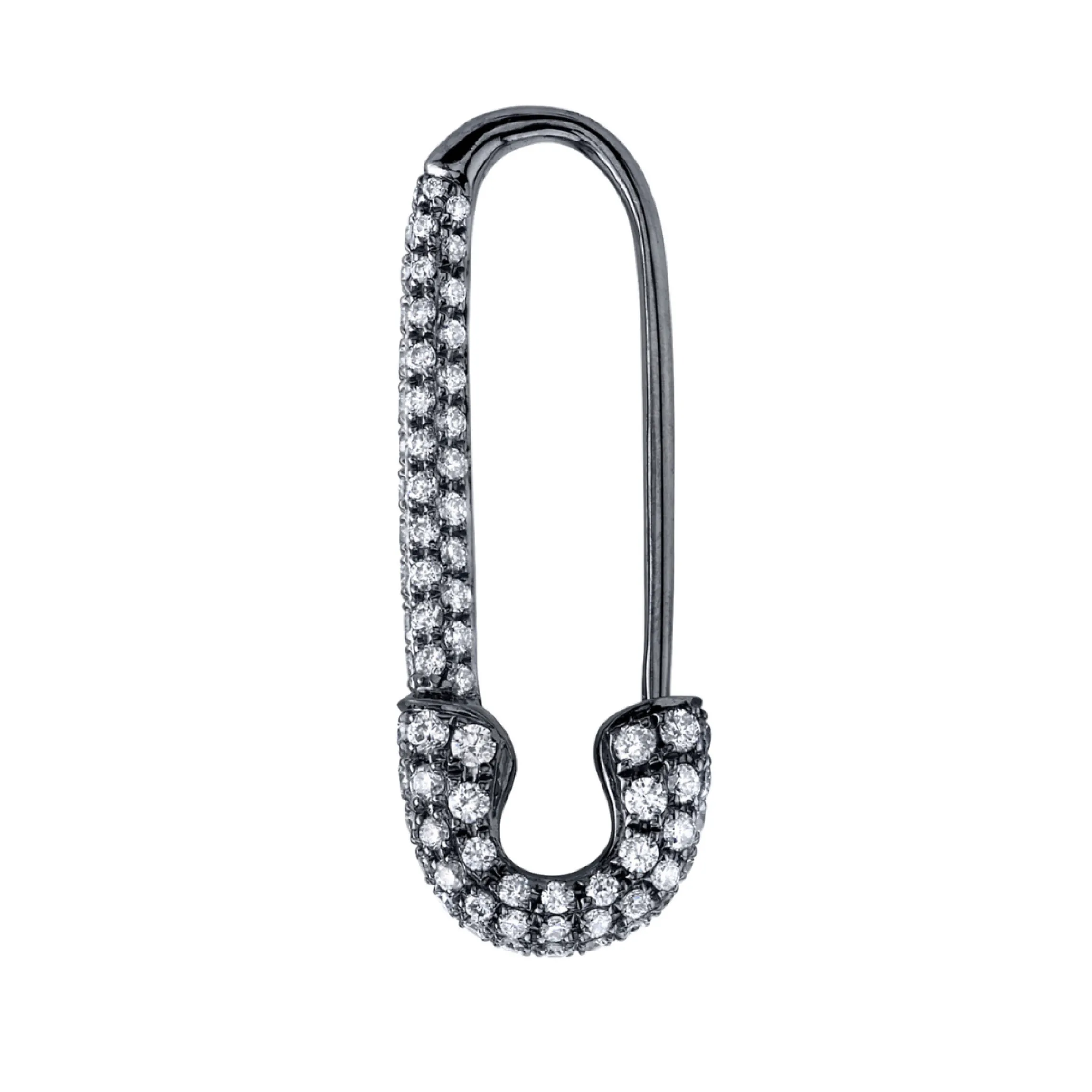Cheap BLACK GOLD AND WHITE DIAMOND SAFETY PIN EARRING Safety Pins & Clips