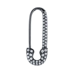 Cheap BLACK GOLD AND WHITE DIAMOND SAFETY PIN EARRING Safety Pins & Clips