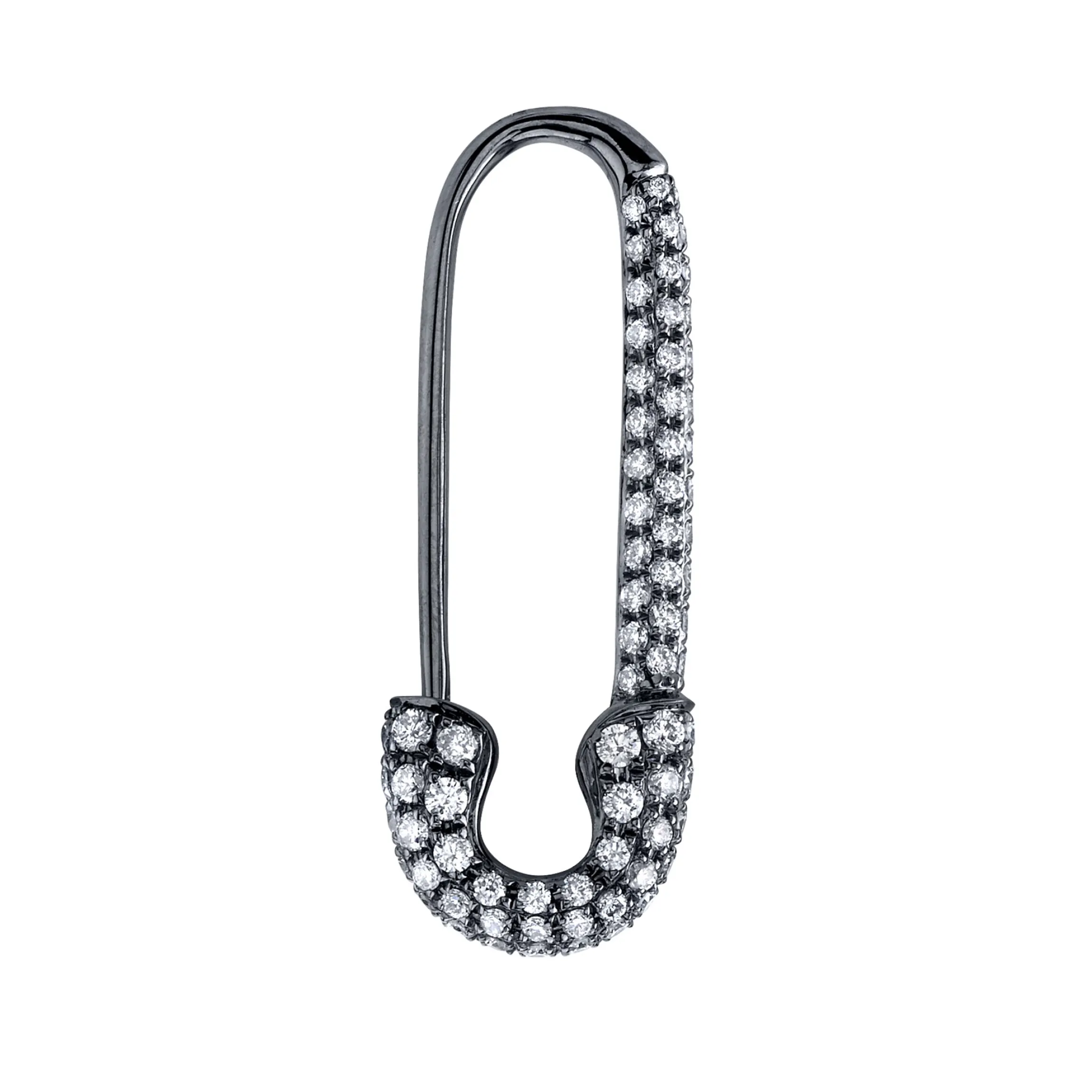 Cheap BLACK GOLD AND WHITE DIAMOND SAFETY PIN EARRING Safety Pins & Clips