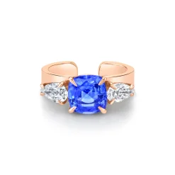 Sale BLUE SAPPHIRE CUSHION EAR CUFF WITH PEAR DIAMONDS One Of A Kind|Ear Cuffs
