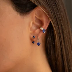 Sale BLUE SAPPHIRE CUSHION EAR CUFF WITH PEAR DIAMONDS One Of A Kind|Ear Cuffs