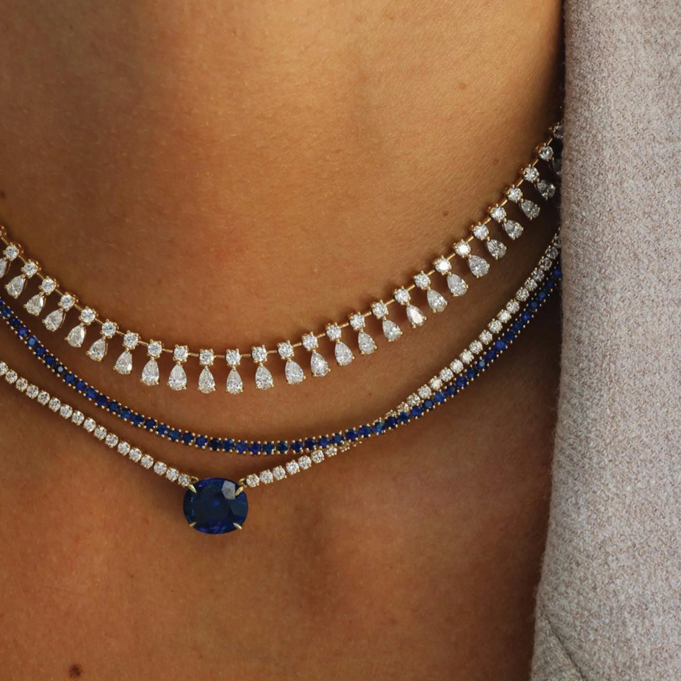 Sale BLUE SAPPHIRE HEPBURN CHOKER 16 Chokers