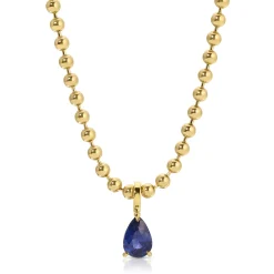 Hot BLUE SAPPHIRE PEAR PENDANT ON BALL CHAIN Pendants