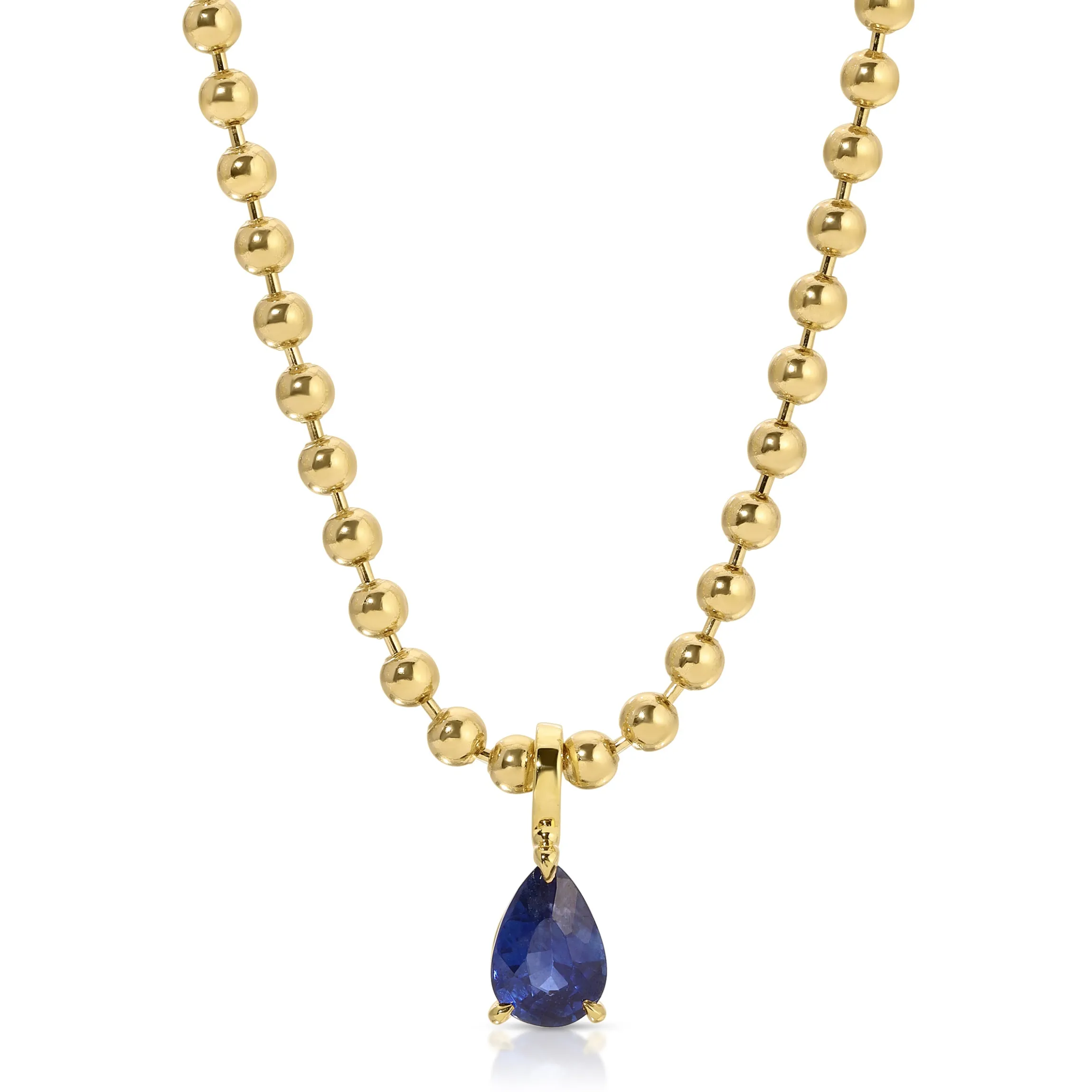 Hot BLUE SAPPHIRE PEAR PENDANT ON BALL CHAIN Pendants