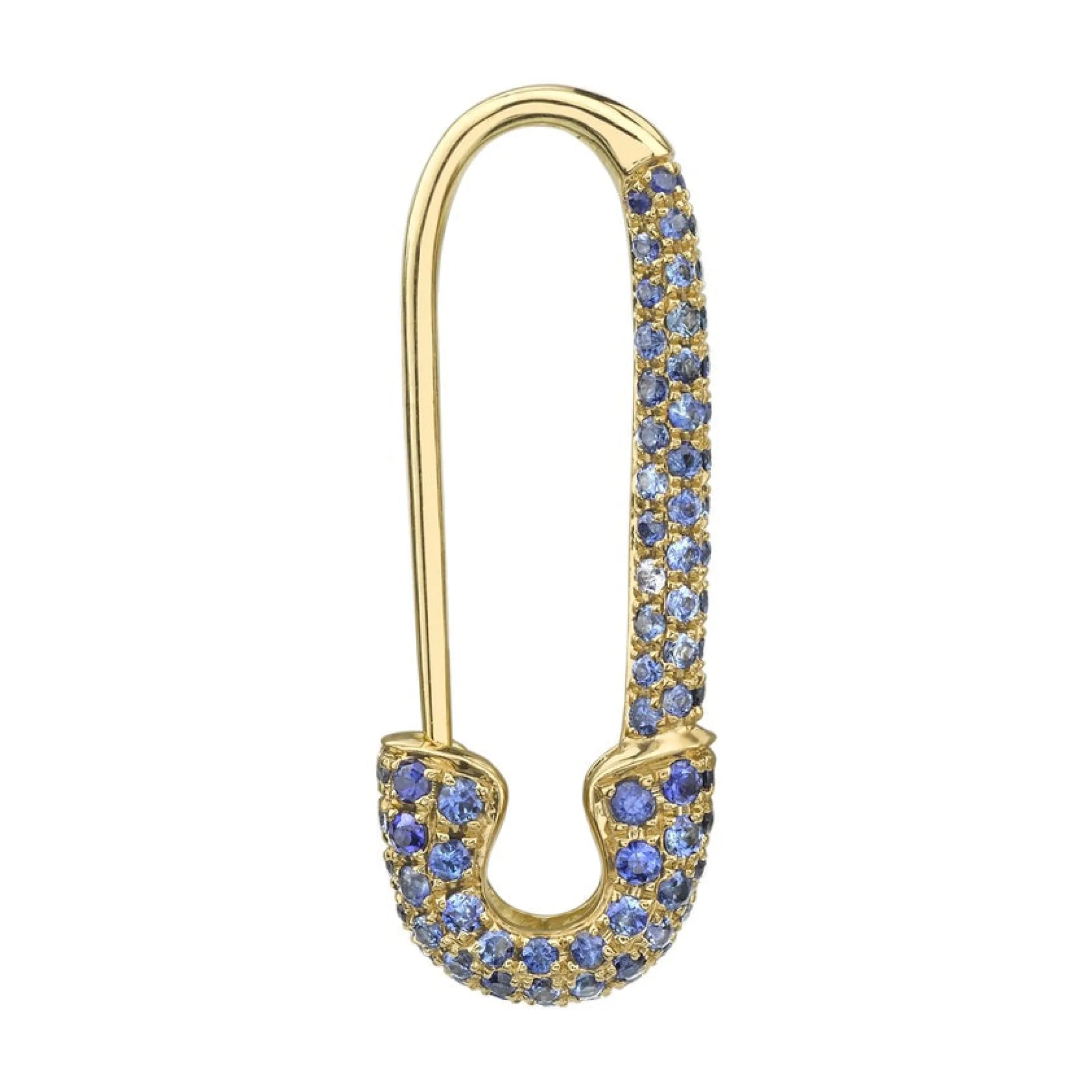Fashion BLUE SAPPHIRE SAFETY PIN EARRING Safety Pins & Clips