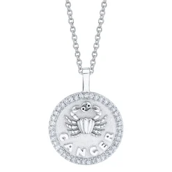 Online CANCER ZODIAC COIN PENDANT WITH DIAMOND FRAME Pendants|Zodiac Coins