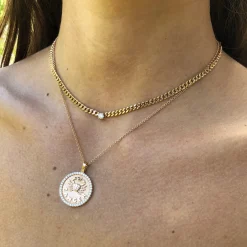 Online CANCER ZODIAC COIN PENDANT WITH DIAMOND FRAME Pendants|Zodiac Coins