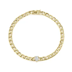 Cheap CHAIN BRACELET WITH PEAR DIAMOND CENTER Chain Link