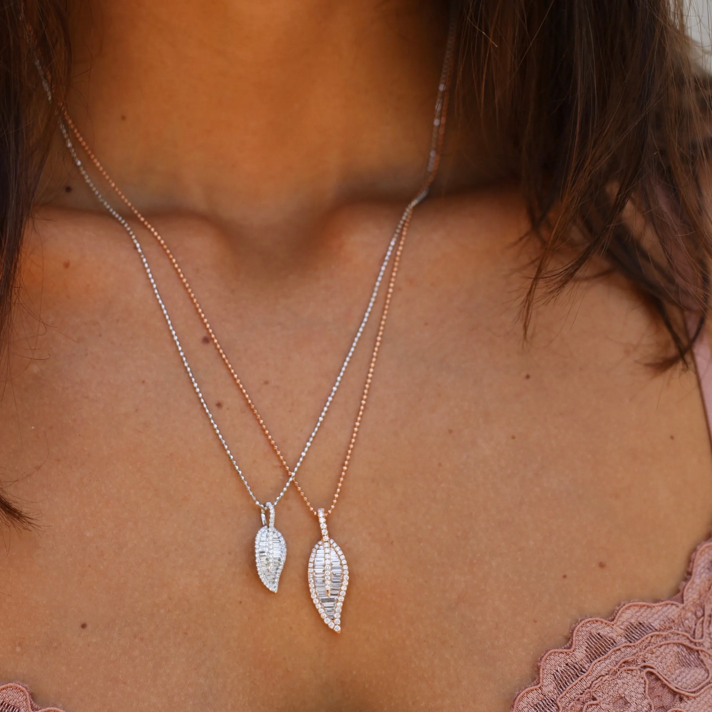 Shop CLASSIC LEAF DIAMOND NECKLACE Pendants