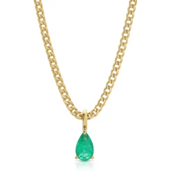 Clearance COLOMBIAN EMERALD PEAR PENDANT ON FRANCO CHAIN Pendants