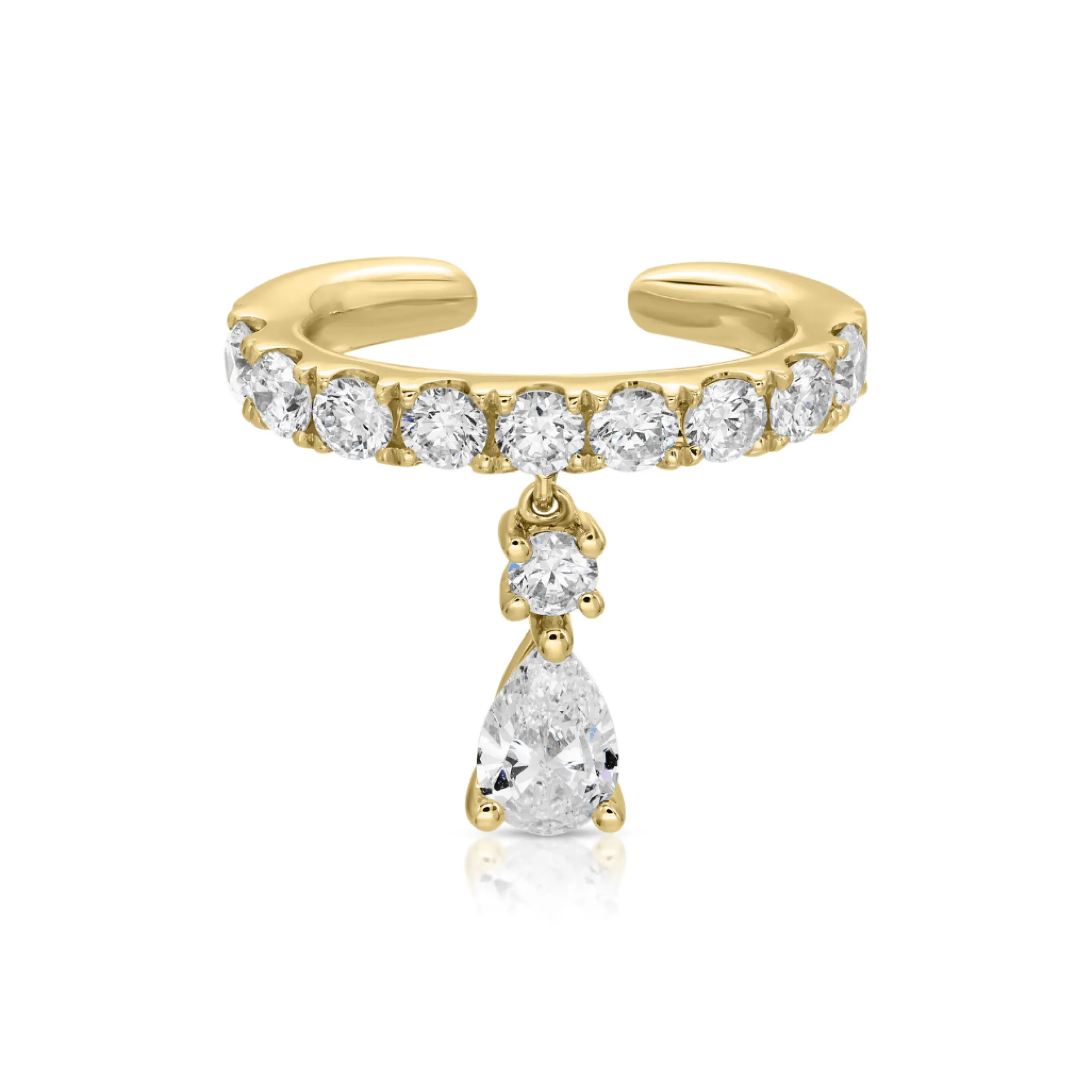 Fashion DAPHNE EAR CUFF WITH PEAR DIAMOND DROP Ear Cuffs