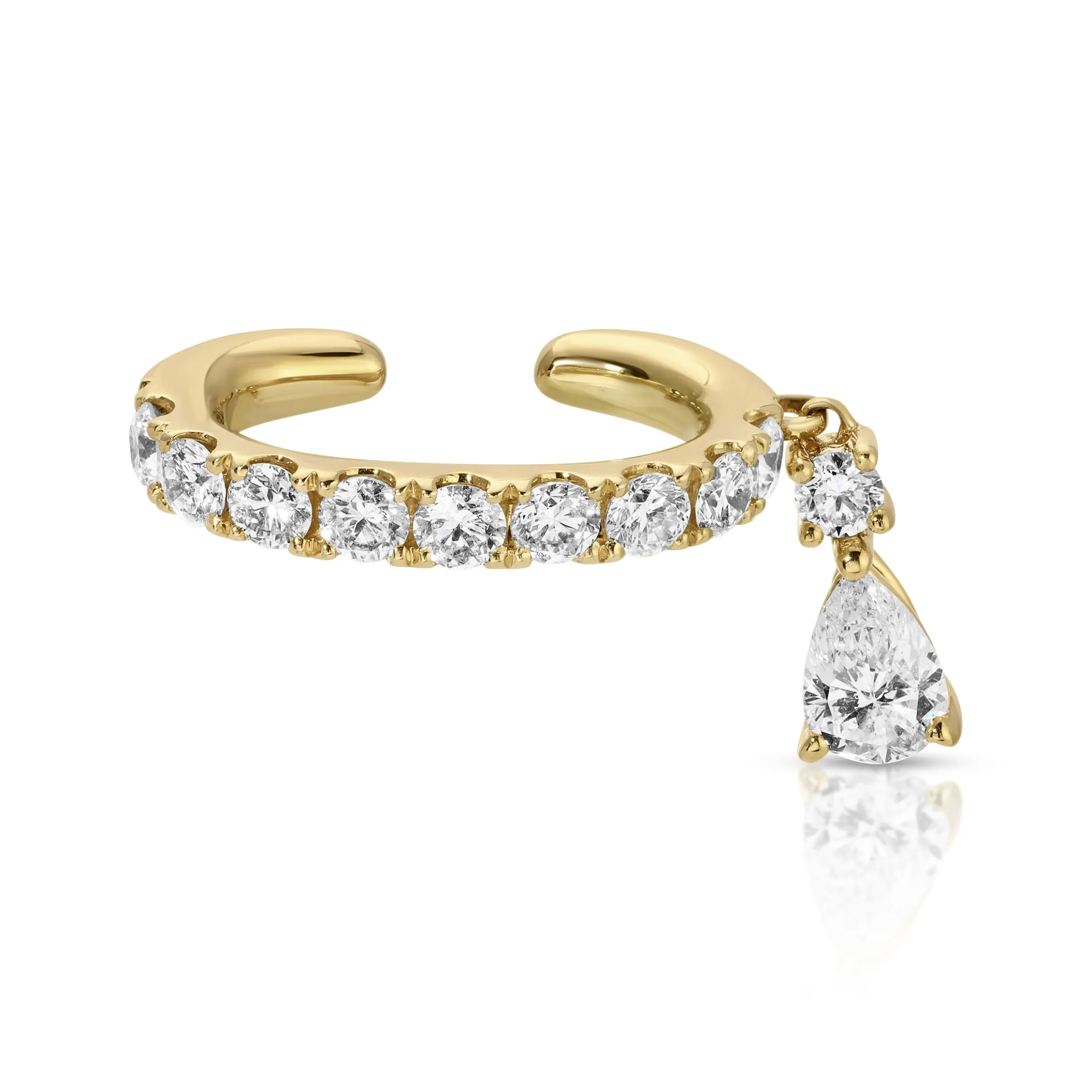 Hot DELILAH EAR CUFF WITH PEAR DIAMOND DROP Ear Cuffs