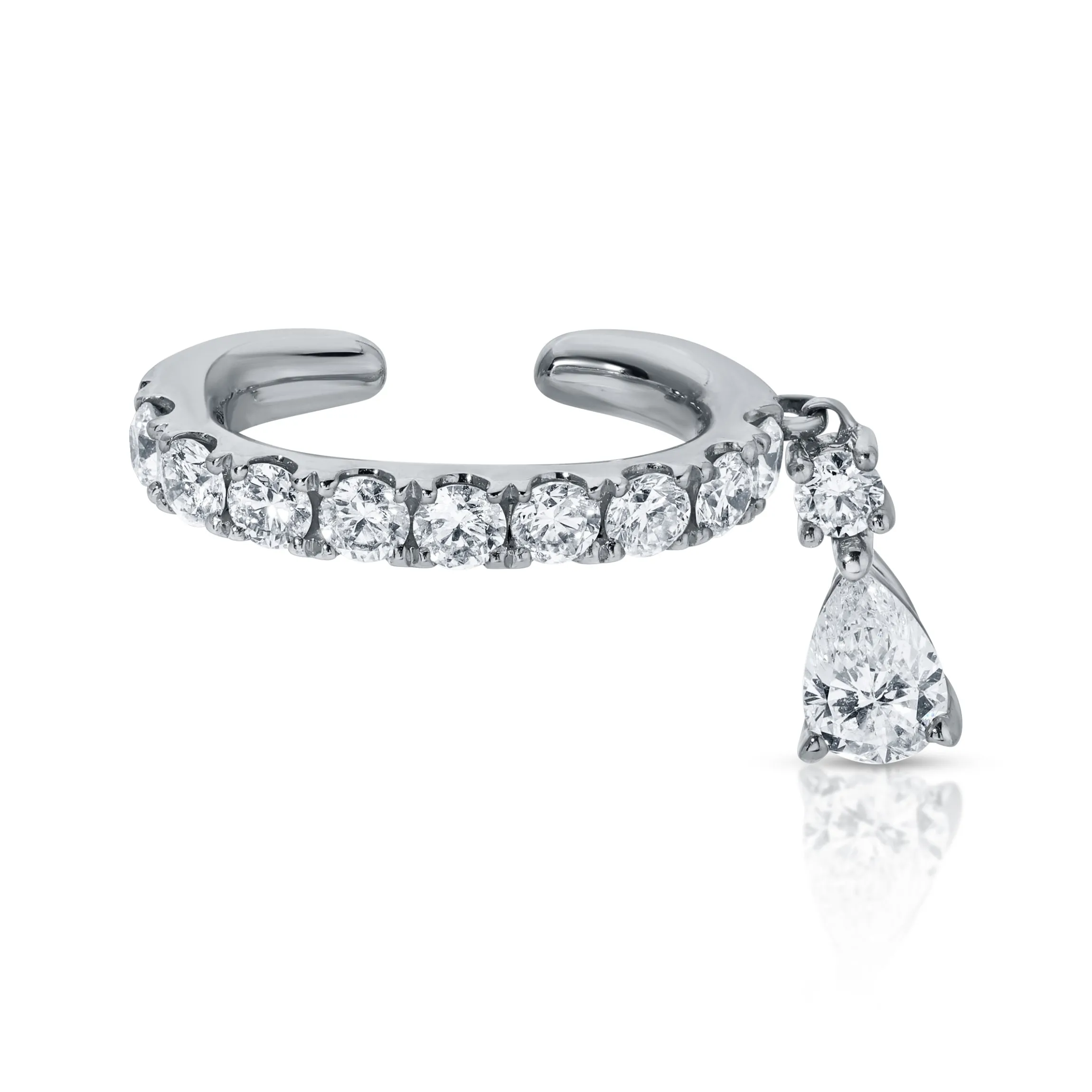 Hot DELILAH EAR CUFF WITH PEAR DIAMOND DROP Ear Cuffs
