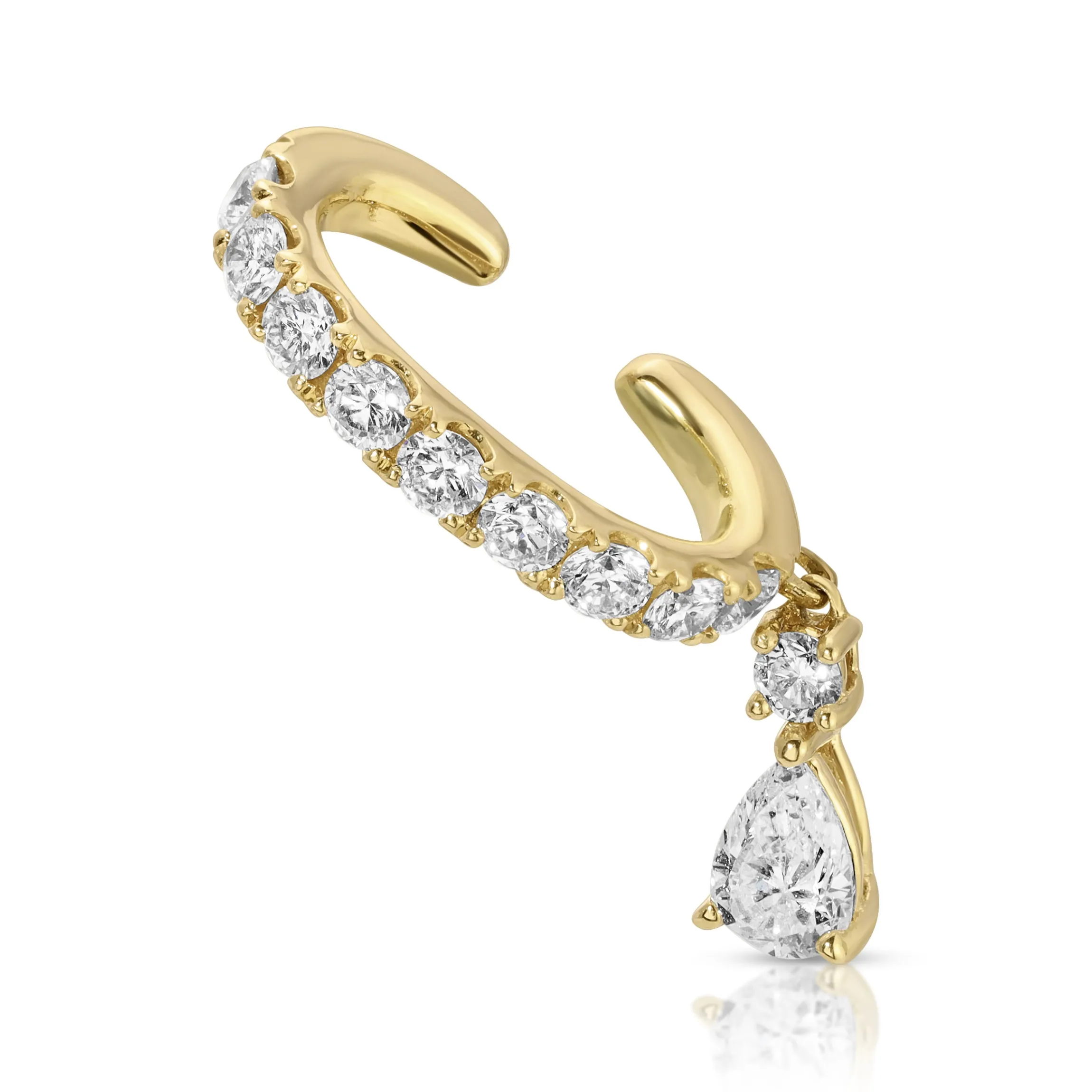 Hot DELILAH EAR CUFF WITH PEAR DIAMOND DROP Ear Cuffs