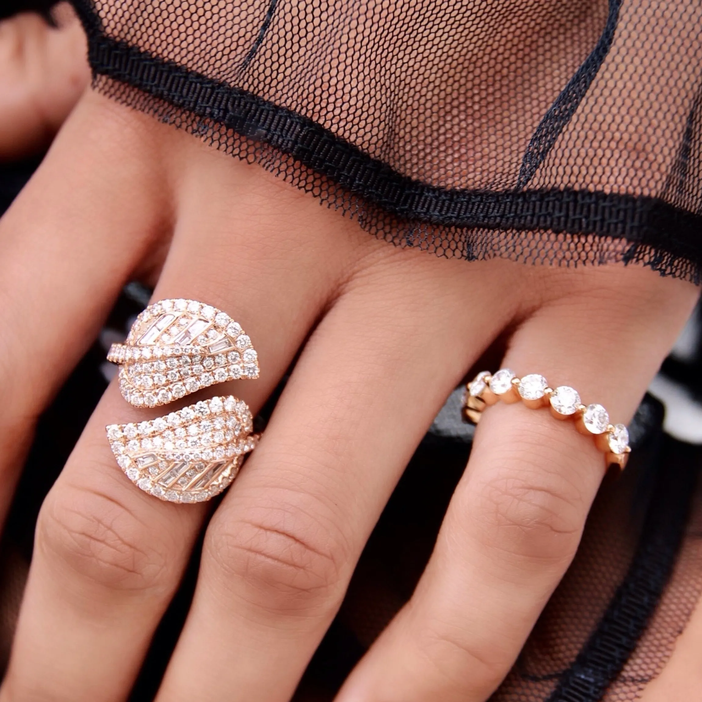 Best Sale DIAMOND CLUSTER LEAF RING Leaf