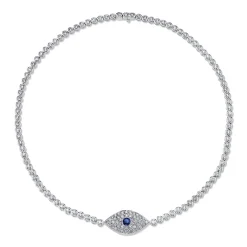 Flash Sale DIAMOND EVIL EYE CHOKER WITH BLUE SAPPHIRE EYE Chokers