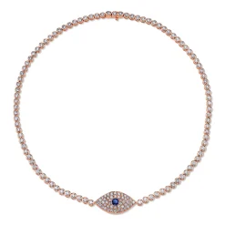 Flash Sale DIAMOND EVIL EYE CHOKER WITH BLUE SAPPHIRE EYE Chokers