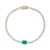 Sale DIAMOND HEPBURN BRACELET WITH EMERALD CUT EMERALD CENTER One Of A Kind