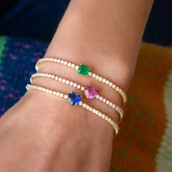 Sale DIAMOND HEPBURN BRACELET WITH EMERALD CUT EMERALD CENTER One Of A Kind