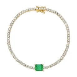 Store DIAMOND HEPBURN BRACELET WITH EMERALD CUT EMERALD CENTER One Of A Kind