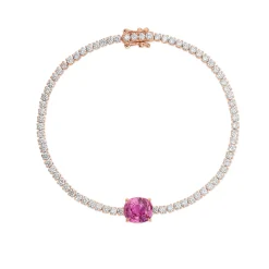 Fashion DIAMOND HEPBURN BRACELET WITH PINK SAPPHIRE CENTER One Of A Kind