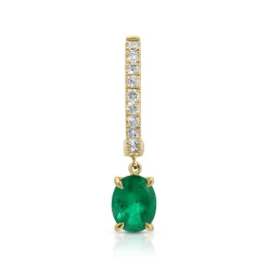 Shop DIAMOND HUGGIE WITH OVAL COLOMBIAN EMERALD .31 Huggies
