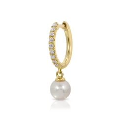 Best DIAMOND HUGGIE WITH PEARL DROP Huggies