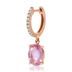 Sale DIAMOND HUGGIE WITH PINK SAPPHIRE OVAL DROP Huggies