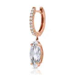 Hot DIAMOND HUGGIE WITH ROSE CUT MARQUISE DIAMOND DROP .97 One Of A Kind