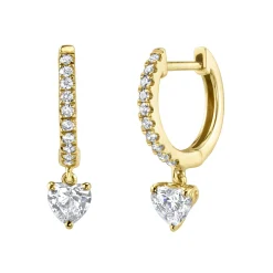 Cheap DIAMOND HUGGIES WITH HEART DIAMOND DROPS Huggies