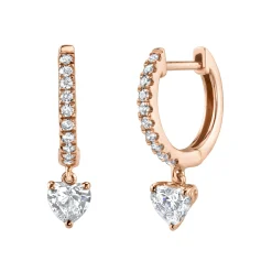 Cheap DIAMOND HUGGIES WITH HEART DIAMOND DROPS Huggies